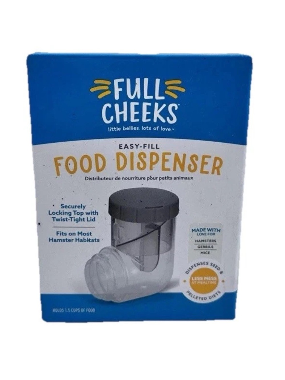 Full Cheeks Easy Fill Food Dispenser For Small Pets Hamsters, gerbils, mice
